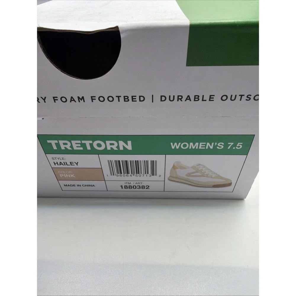 NIB Tretorn‎ Womens Size 7.5 Hailey Leather Upper Sneaker Memory Foam Footbed.